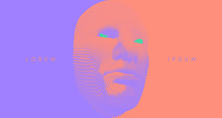 The mask. Artificial intelligence. Anonymous social masking. Face scanning. Can be used for avatar, science or technology. Cyber crime and cyber security concept illustration. Vector.