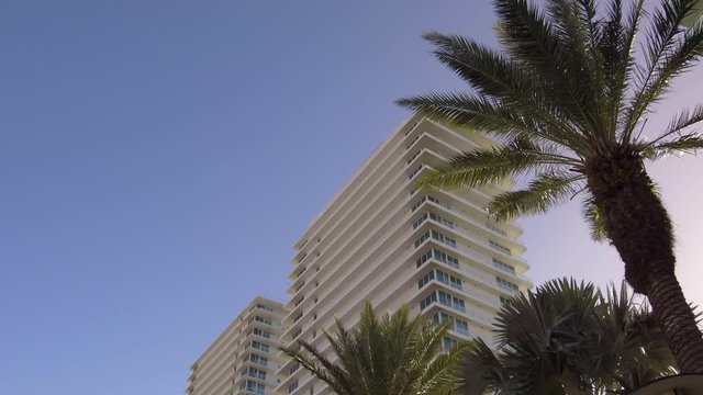 Low angle view of anonymus high rise in Miami Beach, FL