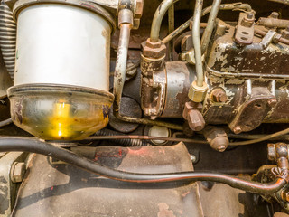 oil filter attached to a heavy diesel engine