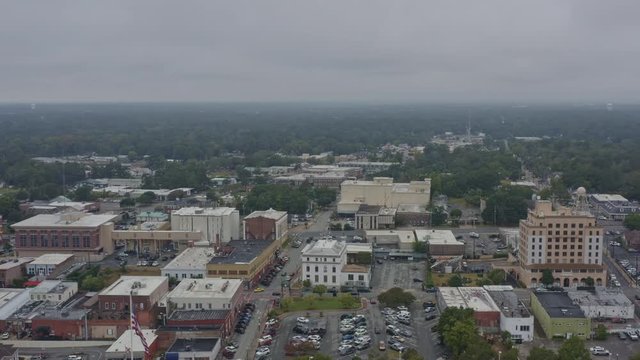 Alabama Dothan Aerial v1 Near full panoramic of downtown from near civic center perspective - October 2019