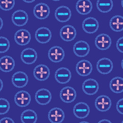 Abstract seamless pattern with plus and minus signs in circles