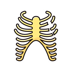 Rib fracture RGB color icon. Chest injury. Broken bones. Wounded rib cage. Accident. Healthcare. Medical condition. Hurt body part. Isolated vector illustration