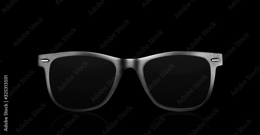 Wall mural modern sunglasses on black background