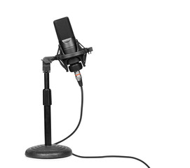 professional microphone on a desktop stand