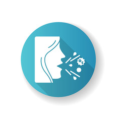 Pertussis RGB color icon. Respiratory bacterial infection, whooping cough. Contagious illness, infectious disease symptom. Medical diagnosis, healthcare and medicine. Silhouette RGB color illustration