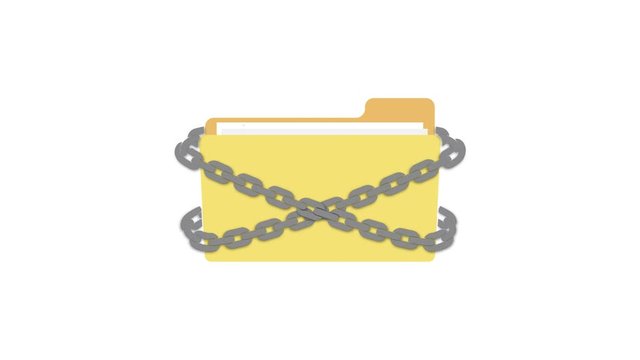 Video animation of a document folder or file with a chain - data security and protection