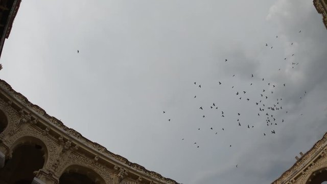 GoPro Hero Black cinematic footage of temple roof adds beauty to the video in low light condition Thirumalai Nayakar palace Mahal, Madurai tamilnadu india