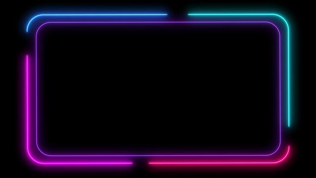 Abstract light neon frame on black background. laser show looped animation. Use for party and product show. 4K video