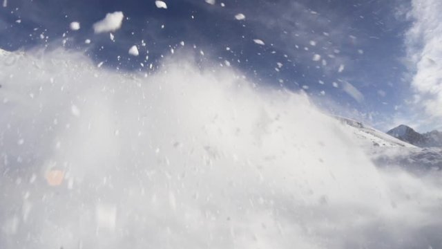Dangerous Avalanche hits Skier in the pist in a skiresort.
(Everyone survived with no serious injuries)