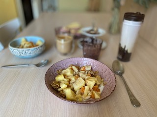 muesli with fruits in the kitchen