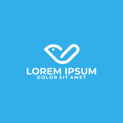 Initial letter G or B logo template with bird line art simplicity symbol in flat design monogram illustration