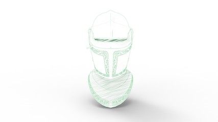 3d illustration of medieval helmet