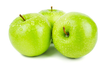 Fresh Ripe green apple isolated on a white background, fruit healthy concept