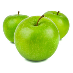 Fresh Ripe green apple isolated on a white background, fruit healthy concept
