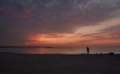 Fototapeta na wymiar Sunrise in the Mediterranean quiet long exposure photographer