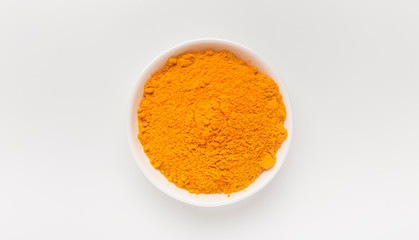 Curcuma longa Linn in ceramic plate on white