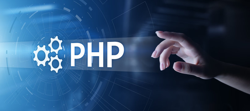 PHP Web development and coding internet and technology concept on virtual screen.