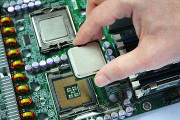 Installing the processor in the motherboard socket