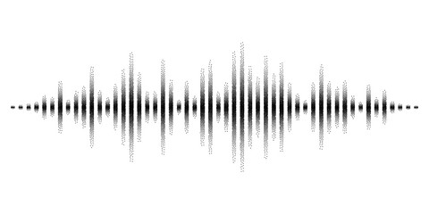 Vector sound waves stylized with stippled vanishing columns. Dynamic equalizer visual effect. - 325325117