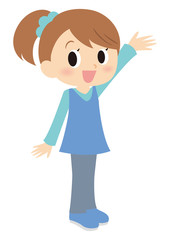 手を振る女の子