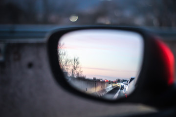 Fototapeta premium highway from the rear view mirror