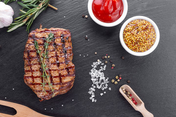 Beef steak with spices.