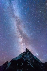Crédence de cuisine en verre imprimé K2 Vue nocturne étoilée du sommet de Mitre Peak depuis Concordia, Pakistan