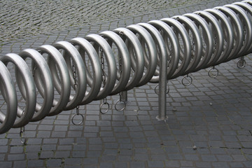 Circular metal bike racks sustainable in Tiergarten Berlin Germany