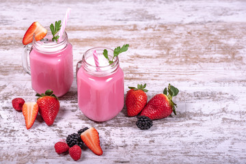 Smoothies prepared with assorted fruits