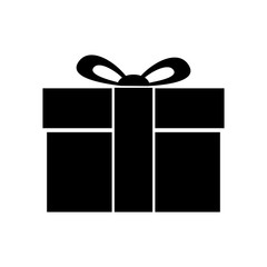 Closed gift box with ribbon and bow, icon. Vector Illustration.