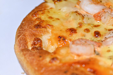 italian pizza cheese with pineapple and shrimp topping sea food