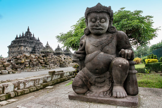 Dvarapala or Dwarapala statue at Plaosan Temple, Klaten, Central Java, Indonesia.