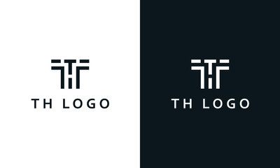 Minimalist abstract elegant line art letter TH logo. You can find letter H in the negative space.