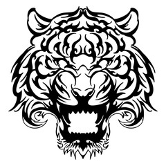 anger Tiger face tribal tattoo vector 