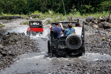 Tourist jeep at Merapi lava tour, Yogyakarta, Indonesia © Ibenk.88