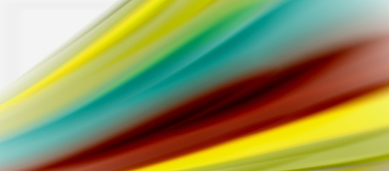 Wave lines abstract background, smooth silk design with rainbow style colors. Liquid fluid color waves. Vector Illustration