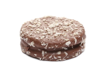 Coconuts marshmallow cake chocolate isolated on white background