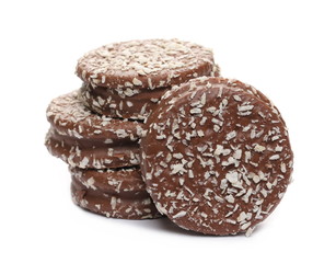 Coconuts marshmallow cake chocolate isolated on white background