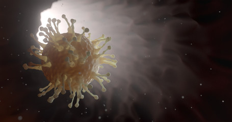  Close-up microscopic virus and virus protection. 3d rendering.