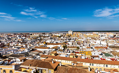 Fototapeta na wymiar High angle view of Chiclana de la Frontera in southern Spain.