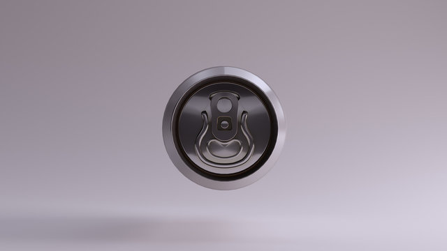 Silver Drinks Can Beverage Soft Drinks Top View 3d illustration 3d render	