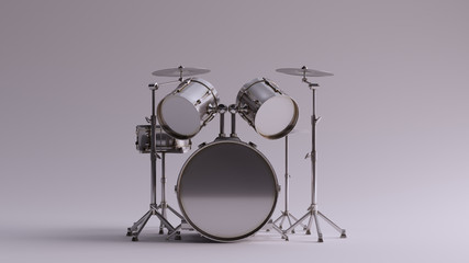 Fototapeta na wymiar Silver Detail Drum Kit Front View 3d illustration 3d render 