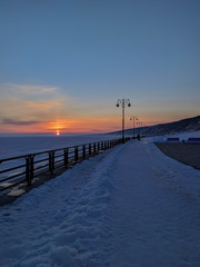 Beautiful winter sunset on the promenade