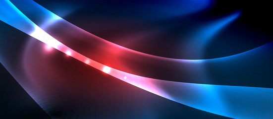 Abstract background. Shiny design neon waves with light effects, techno trendy design. Vector Illustration For Wallpaper, Banner, Background, Card, Book Illustration, landing page