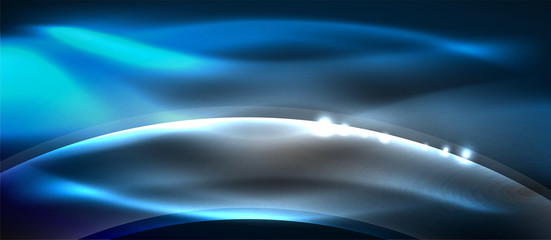 Abstract background. Shiny design neon waves with light effects, techno trendy design. Vector Illustration For Wallpaper, Banner, Background, Card, Book Illustration, landing page