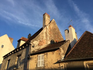 Traditional buildings and streets in Dole's old town, France