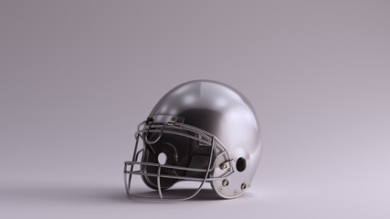 Silver American Football Helmet 3d illustration 3d render	