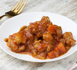 Vegetable stew homemade vegetarian with onion