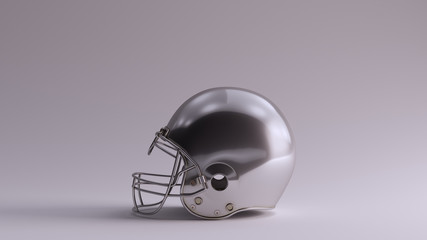 Silver American Football Helmet 3d illustration 3d render	