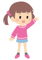 手を振る女の子